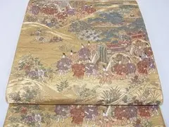 ♦︎きもの結2♦︎六通柄袋帯 貝紫 花菱文 金糸 やまと誂製 正絹 