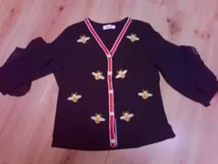 Bxe 蜂刺繍 が可愛い❗️ カーディガン 七分丈