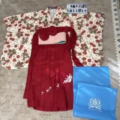 3時間着用　花柄着物と赤袴　卒業式　はかま　和装160