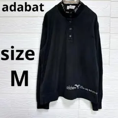 美品 adabat トップス Mブラック ハーフジップ 綿混 日本製ゴルフウェアのサムネイル
