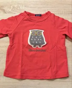 Moujonjon 赤 フクロウ刺繍 長袖カットソー