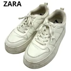ザラ　ZARA　プラットフォームスニーカー　厚底　24.5cm　ホワイト