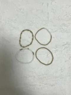 ゴールド ホワイト ビーズブレスレット 4本セット