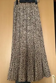 チャオパニック レオパード柄ロングプリーツスカート