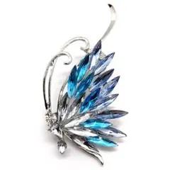 蝶モチーフ ラインストーン ブローチ ブルー ヴィンテージ風 アンティーク調