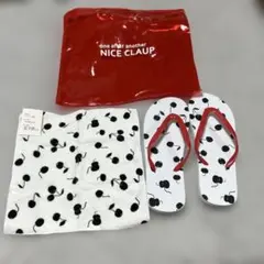 NICE CLAUP 綿100%ハンカチ　ポーチ　ビーチサンダル　3点セットのサムネイル