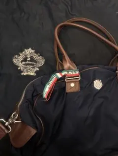 【美品】オロビアンコ 2WAYトラベル ボストンバッグベル ネイビー ブラウン