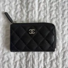 現行◇未使用級◇CHANEL キーリング コインケース 黒 キャビアスキン 