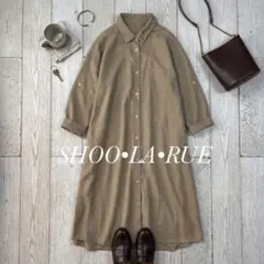 SHOO•LA•RUE シャツワンピース ロング ベージュ ロールアップ 七分袖