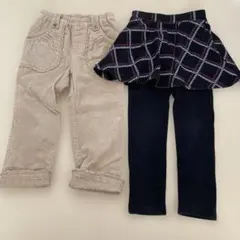 KPベージュパンツとデビロックスカッツセット 100cm