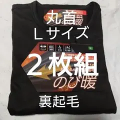 ①メンズ　紳士　裏起毛　Ｌサイズ　丸首シャツ　ブラック　サイズＬ　２枚組