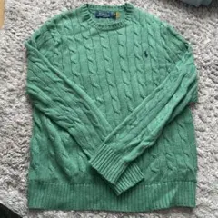 POLO RALPH LAUREN グリーン ケーブルニットセーター