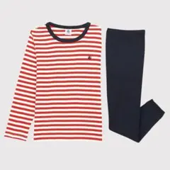 【タグ付き】プチバトー　プリント長袖パジャマ　ボーダー