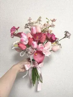 ハンドメイド ウェディングブーケ ピンク系　前撮り　結婚式