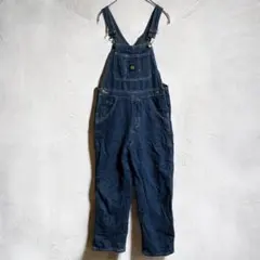 輸入古着♡John Deere【FREE】ダークブルー サロペットキッズ 低身長