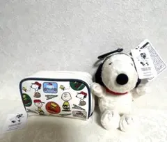 スヌーピー アフタヌーンティー　コラボ　ポーチ　ぬいぐるみケース付きエコバッグ
