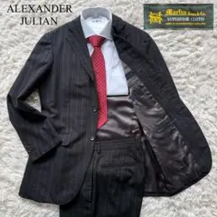 美品 アレキサンダージュリアン セットアップ 生地英国製マーチンソン 黒 A6