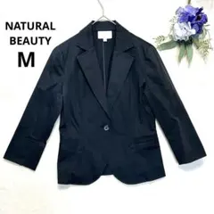 ナチュラルビューティー　テーラージャケット　M ブラック　七分袖　ストレッチ
