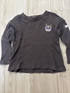 だだんだん ワッフル長袖Tシャツ ダークグレー 95