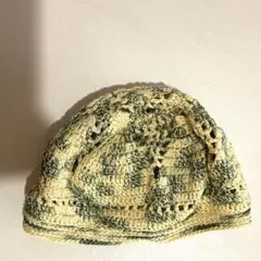 ベレー帽　春用帽子　ハンドメイド　毛糸帽子　編み物