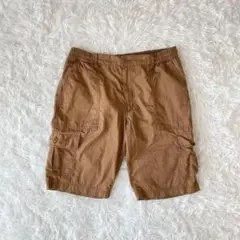 大きいサイズ　カーゴハーフパンツ（L L）ブラウン系　綿ポリエステル　カジュアル