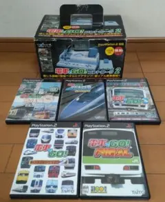 【中古】プレステ2★電車でGO!コントローラーとソフト5本セット