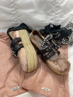 miu miuバレエシューズ バレリーナ 厚底ミュール サンダル 38