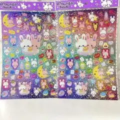 ボリューミーうさぎデザインホログラムシール2枚セット