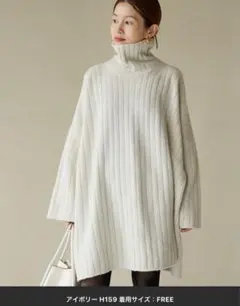 未使用　IENAワイドリブBIGプルオーバー タートルネック ワンピース