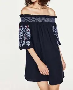 ZARA チュニック ワンピース オフショルダー
