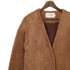 【美品】レイビームス ボアロングコート キャメル ノーカラー もこもこ