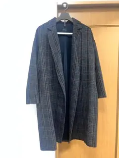 グレー系チェック チェスターコート ウール混合