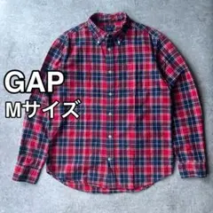 GAP ギャップ チェックシャツ Mサイズ 赤ネイビーボタンダウン