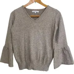 アメリカンホリックレディースVネックニット ベージュ F ベルスリーブ