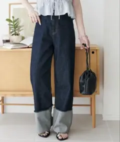 DISCOAT USコットンデニムロールアップパンツ Lサイズ