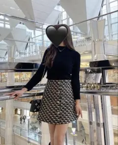 千鳥柄風 ミニスカート 高見え 上品 美脚効果