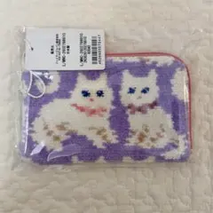 新品 FEILER フェイラー モフモフネコチャン L字ポーチ ページパープル