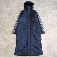 adidas アディダス ベンチコート ロング 中綿 防寒 M 紺