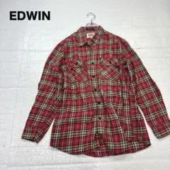 EDWIN エドウィン ネルシャツ フランネルシャツ チェック柄 赤 M