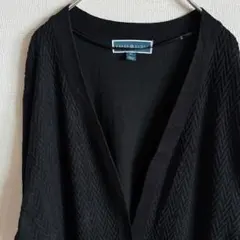 古着✨️【XL】幾何学ジャガード カーディガン 黒 ゆったり オーバーサイズ