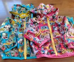 ミッキー ミニー コミック柄 ベビーレインコート 男女2点セット