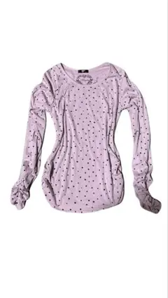 ピチT ピンク 水玉 ドット柄 Uネック カットソー