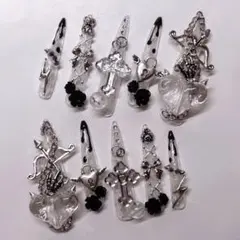 ♡現品♡ マーブルネイルチップ 地雷 白 ゴテゴテ 黒 量産型 ゴテゴテ