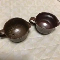 マグカップ　陶器　片口　ペア　赤茶系　大きめのサムネイル