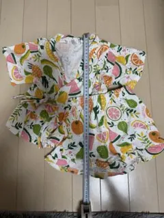 セット上下フルーツ柄 ベビー甚平 黄色オレンジスイカ90