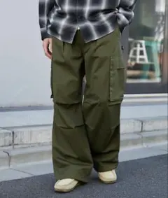 WEGO オリーブ イージーワイドカーゴパンツ【Sサイズ】