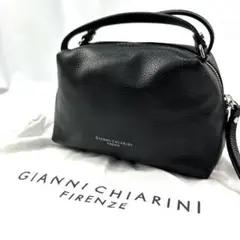 【美品】 ジャンニキャリーニ アリファ S 2way 黒 シボ ショルダーバッグ