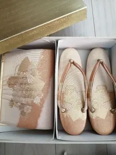 ベージュ　金彩　草履バックセット　和装小物　礼装用　結婚式　 成人式