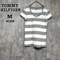 B312 トミーヒルフィガー Tシャツ 半袖 ボーダー 刺繍ロゴ 美品❣️