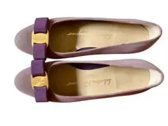 Salvatore Ferragamo ピンクパープルリボンパンプス　5c